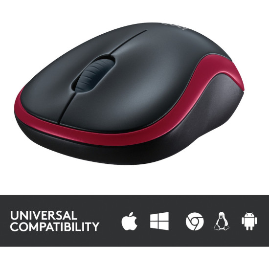 Logitech M185 Ασύρματο Mini Ποντίκι Μαύρο/Κόκκινο (910-002240)