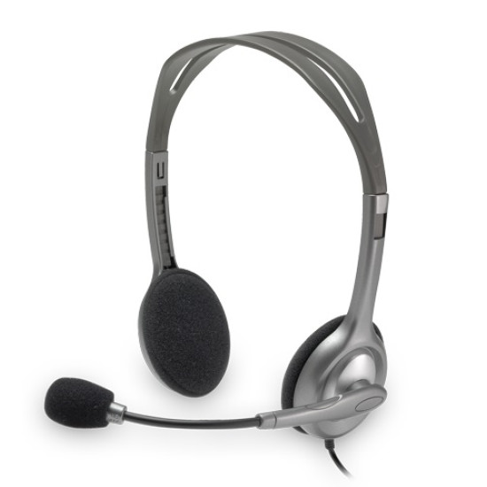 Logitech H110 On Ear Multimedia Ακουστικά με μικροφωνο και σύνδεση 3.5mm Jack σε Γκρι χρώμα