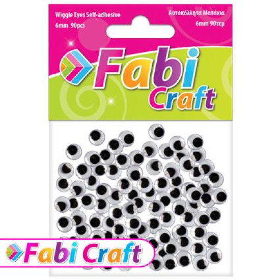Fabi Ματάκια Χειροτεχνίας Αυτοκόλλητα 6mm 90τμχ