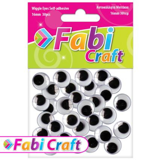 Fabi Ματάκια Χειροτεχνίας Αυτοκόλλητα 16mm 30τμχ