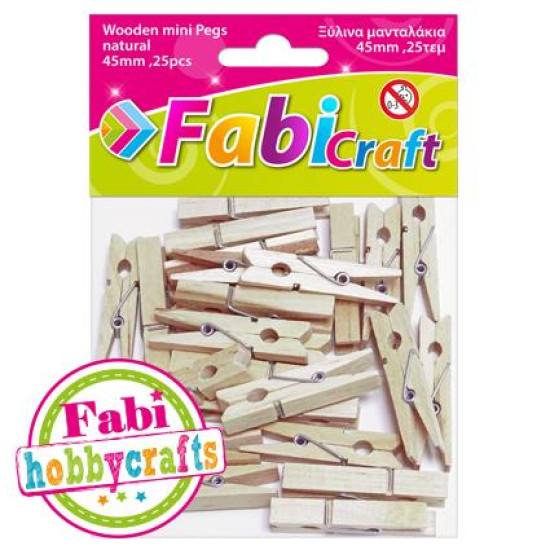 Fabi Μανταλάκια Χειροτεχνίας Ξύλινα 45mm 25τμχ Fabi Μανταλάκια Χειροτεχνίας Ξύλινα 45mm 25τμχ