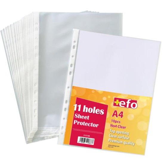 +Efo Πλαστικές Ζελατίνες για Έγγραφα Τύπου "Π" A4 με Τρύπες 10τμχ No4