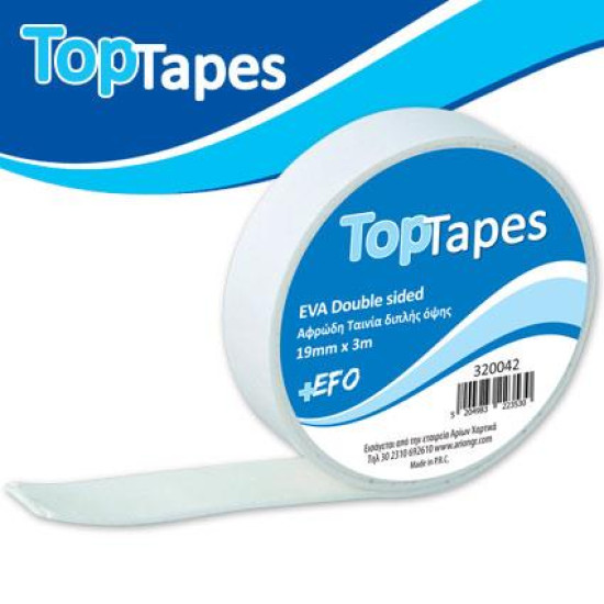 320042 - Ταινία Διπλής Όψης Αφρώδη TopTapes 19mmx3m