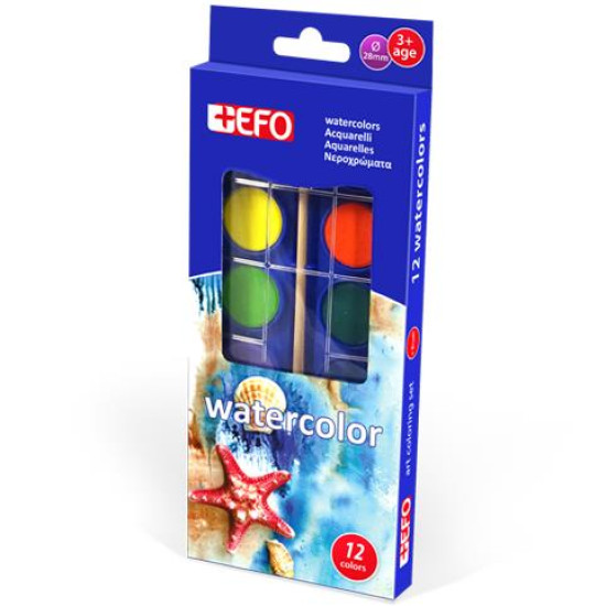 +Efo Σετ Νερομπογιές με Πινέλο 12 Χρωμάτων