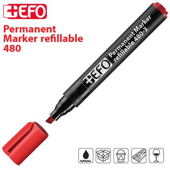 +Efo Μαρκαδόρος Ανεξίτηλος [480-3] 3mm Κόκκινος