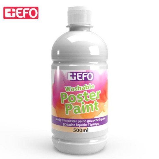 +Efo Poster Paint Τέμπερα Ζωγραφικής Άσπρο σε Μπουκάλι 500ml