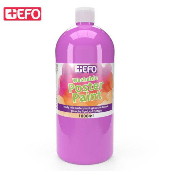 +Efo Poster Paint Τέμπερα Ζωγραφικής Ροζ σε Μπουκάλι 1000ml