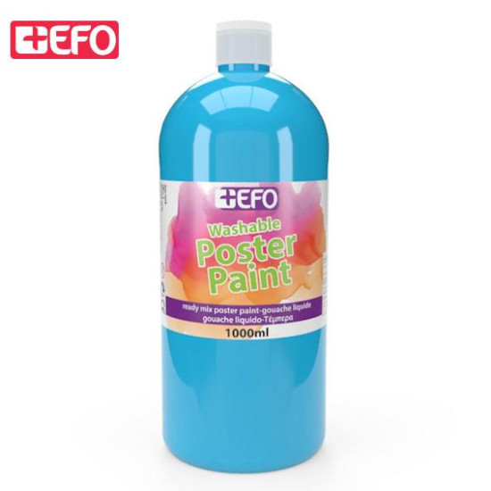 +Efo Poster Paint Τέμπερα Ζωγραφικής Γαλάζιο σε Μπουκάλι 1000ml