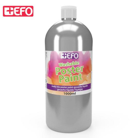 +Efo Poster Paint Τέμπερα Ζωγραφικής Ασημί σε Μπουκάλι 1000ml