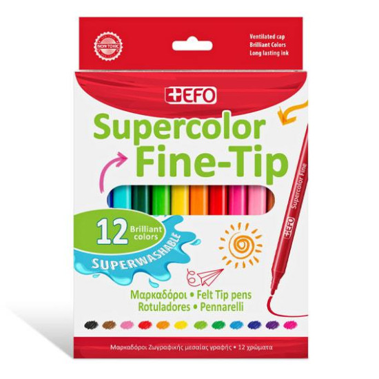 390112 -  Μαρκαδόροι +Efo Supercolor Fine 12τεμ