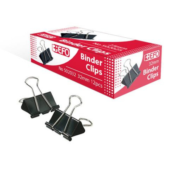 +Efo Κλιπς Μεταλλικά 32mm Μαύρα 12τμχ