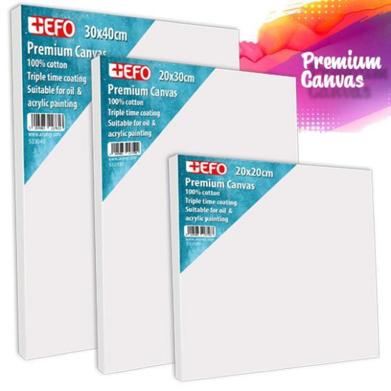 +Efo Καμβάς σε Τελάρο Λευκός Τετράγωνος 20x20εκ. 380gr/m²