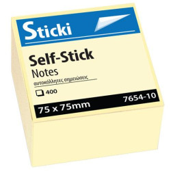 765410 -  Αυτοκόλλητος Κύβος Sticki 75x75mm Κίτρινο 400φ 7654-10