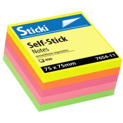 765411 -  Αυτοκόλλητος Κύβος Sticki 75x75mm Neon 400φ 7654-11
