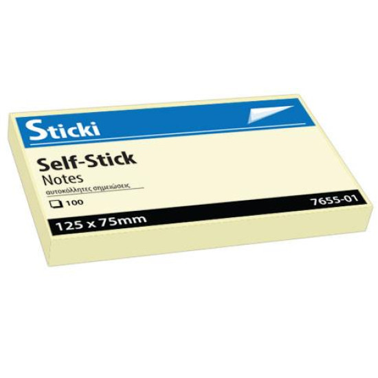 765501 -  Αυτοκόλλητα χαρτάκια Sticki  Κίτρινα 75x125mm 100φ 7655-01