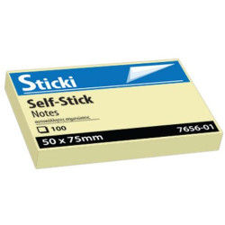 765601 -  Αυτοκόλλητα χαρτάκια Sticki  Κίτρινα 50x75mm 100φ 7656-01