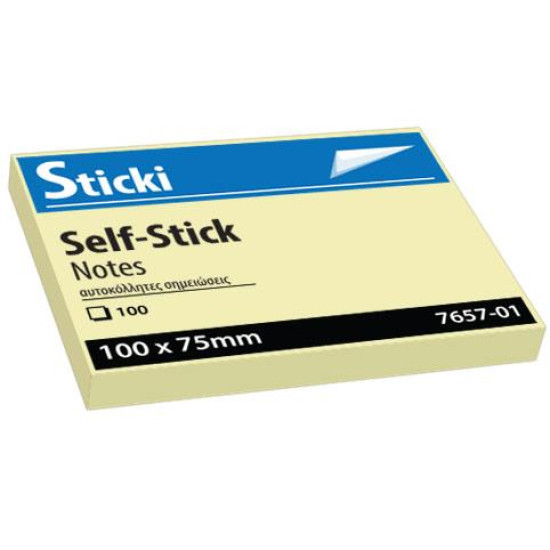 765701 -  Αυτοκόλλητα χαρτάκια Sticki  Κίτρινα 75x100mm 100φ 7657-01