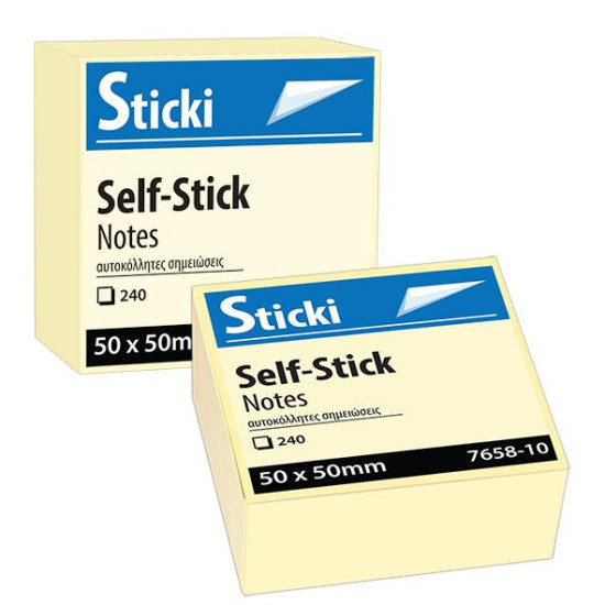 765810 -  Αυτοκόλλητος Κύβος Sticki 50x50mm Κίτρινος 240φ 7658-10