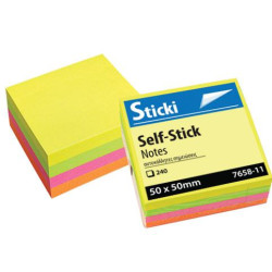 765811 -  Αυτοκόλλητος Κύβος Sticki 50x50mm Neon 240φ 7658-11
