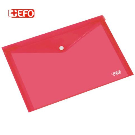 +Efo Φάκελος Διαφανής με Κουμπί για Χαρτί A4 Κόκκινο