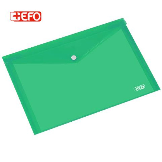 +Efo Φάκελος Διαφανής με Κουμπί για Χαρτί A4 Πράσινο