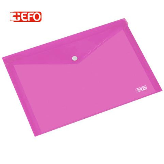 +Efo Φάκελος Διαφανής με Κουμπί για Χαρτί A4 Ροζ