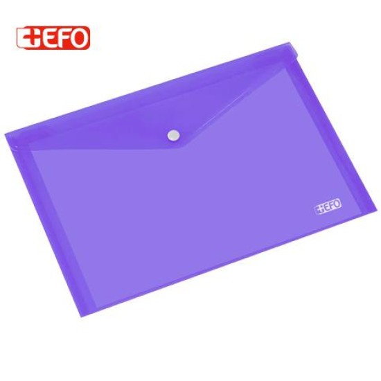 +Efo Φάκελος Διαφανής με Κουμπί για Χαρτί A4 Μωβ