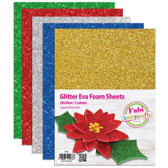 Fabi Αφρώδες Χαρτί Glitter No2 σε Μπλοκ 5 Φύλλων 5 Χρωμάτων 20x30εκ Fabi Αφρώδες Χαρτί Glitter No2 σε Μπλοκ 5 Φύλλων 5 Χρωμάτων 20x30εκ