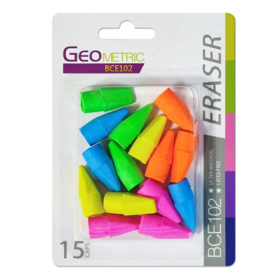 Σετ Γόμες για Μολύβι Geometric Eraser Cappy BCE102 (Διάφορα Χρώματα) 15τμχ