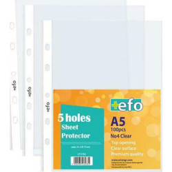 +Efo Πλαστικές Ζελατίνες για Έγγραφα Τύπου "Π" A5 με Τρύπες 100τμχ No4 +Efo Πλαστικές Ζελατίνες για Έγγραφα Τύπου "Π" A5 με Τρύπες 100τμχ No4