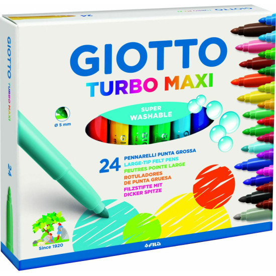 Giotto Turbo Maxi Πλενόμενοι Μαρκαδόροι Ζωγραφικής Χονδροί σε 24 Χρώματα