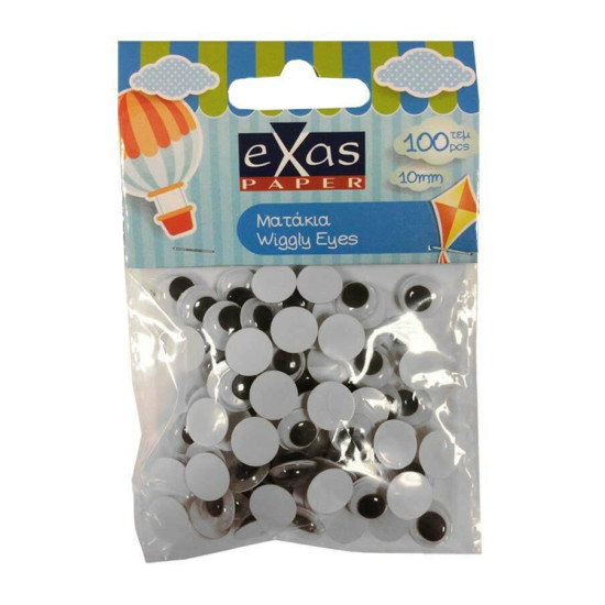 Exas Paper Ματάκια Χειροτεχνίας Στρογγυλά 10χιλ. Σετ 100 τμχ