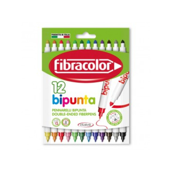 Μαρκαδόροι FIBRACOLOR bipunta 12τμχ