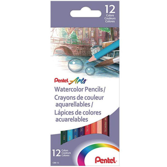 Ξυλοχρώματα Pentel ακουαρέλλας 12τεμ.
