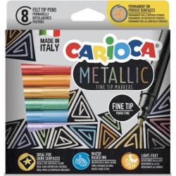 Carioca Metallic Fine Tip Μαρκαδόροι Ζωγραφικής Λεπτοί σε 8 Χρώματα
