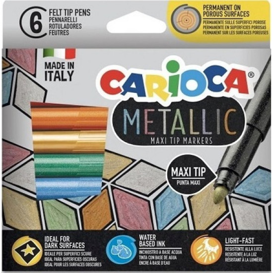 Carioca Metallic Maxi Tip Μαρκαδόροι Ζωγραφικής Χονδροί σε 6 Χρώματα Carioca Metallic Maxi Tip Μαρκαδόροι Ζωγραφικής Χονδροί σε 6 Χρώματα