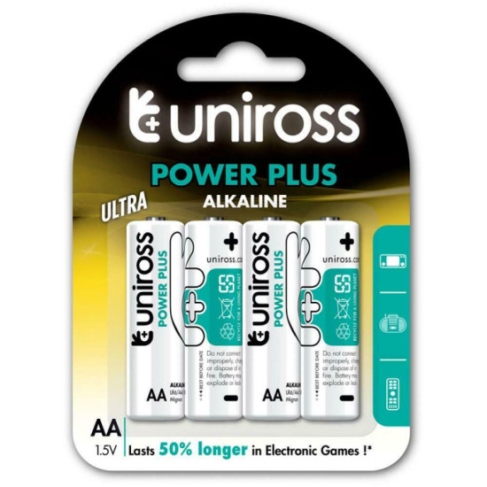 Uniross Power Plus Αλκαλικές Μπαταρίες AA 1.5V 4τμχ Uniross Power Plus Αλκαλικές Μπαταρίες AA 1.5V 4τμχ
