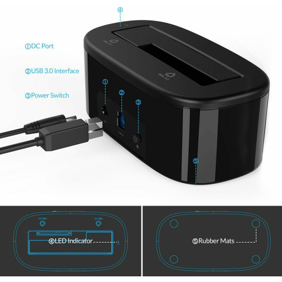 Orico 6218US3-BK Docking Station Σκληρών Δίσκων SATA 3.5" / 2.5" με σύνδεση USB 3.0