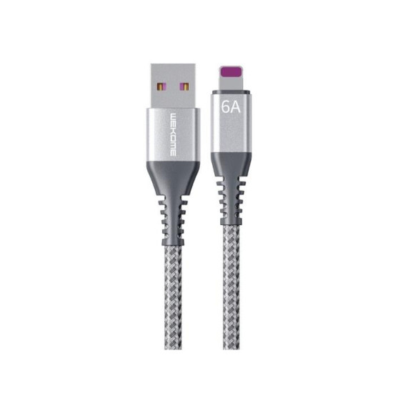 WK WDC-169 Braided USB to Lightning Cable Ασημί 1m
