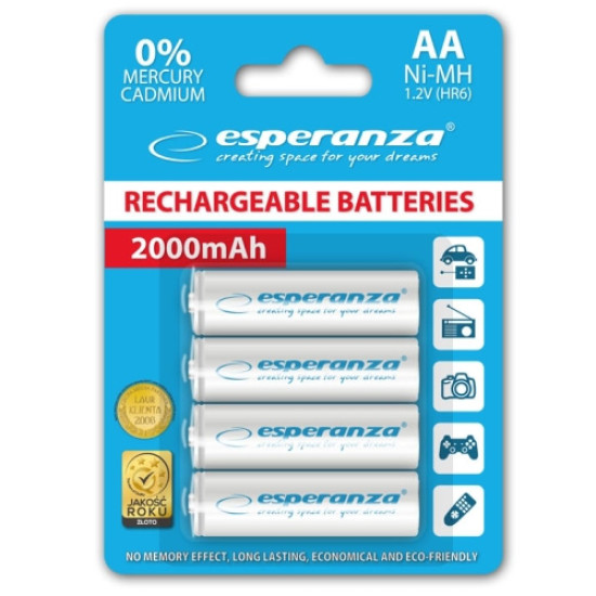 Επαναφορτιζόμενες μπαταρίες Esperanza AA Ni-MH 2000mAh 1.2V 4τμχ EZA104W