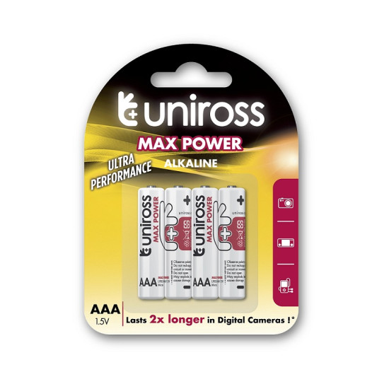 Uniross MAX POWER Αλκαλική Μπαταρία AAA 1.5V (4τμχ) Uniross MAX POWER Αλκαλική Μπαταρία AAA 1.5V (4τμχ)