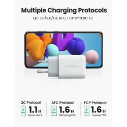 Ugreen Φορτιστής Χωρίς Καλώδιο με Θύρα USB-A Quick Charge 3.0 Λευκός (CD122)