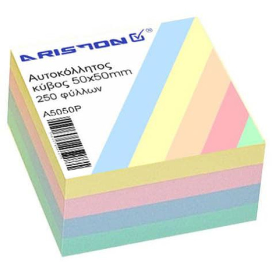 Ariston Αυτοκόλλητα Χαρτάκια Σημειώσεων σε Κύβο 250 Φύλλων (Pastel)