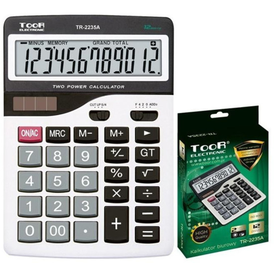 Αριθμομηχανή Toor 12 Ψηφίων σε Ασημί Χρώμα