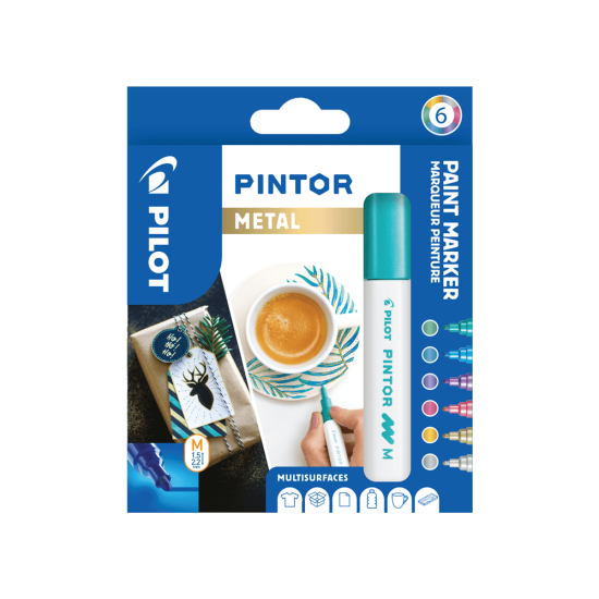 PILOT ΜΑΡΚ.PAINT PINTOR MEDIUM METAL ΣΕΤ 6Τ.