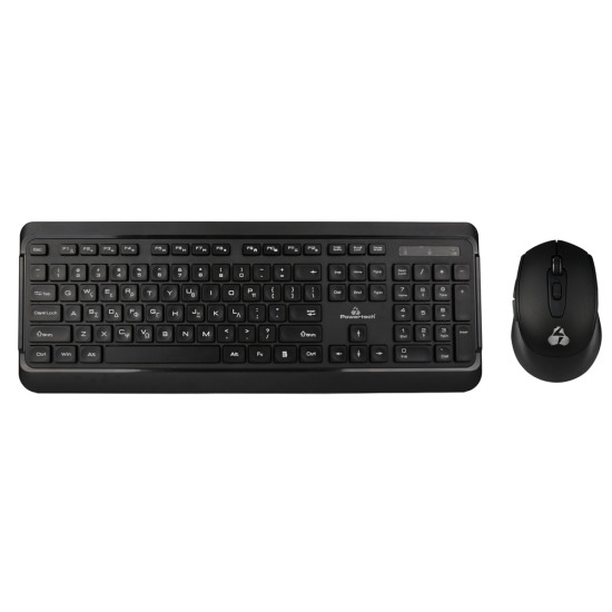 Powertech Ασύρματο Σετ Πληκτρολόγιο & Ποντίκι Ελληνικό Μαύρο [PT-1060]