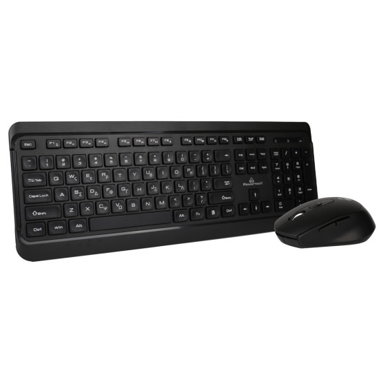Powertech Ασύρματο Σετ Πληκτρολόγιο & Ποντίκι Ελληνικό Μαύρο [PT-1060]