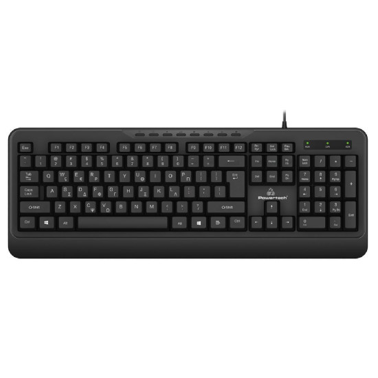 Powertech Πληκτρολόγιο Ενσύρματο Multimedia  EN/GR Μαύρο [ PT-1066]