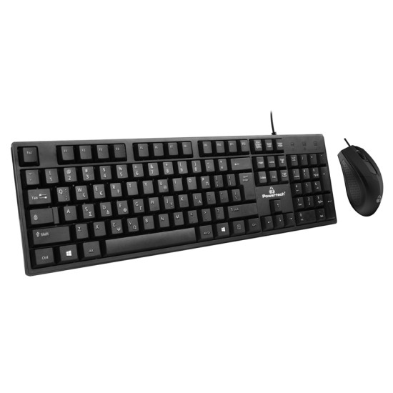 Powertech Set Ποντίκι & Πληκτρολόγιο, Ενσύρματο, 1000DPI, Μαύρο [PT-1075]