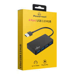 Powertech USB hub 4x θυρών 5Gbps USB Σύνδεση Μαύρο [PT-1145]